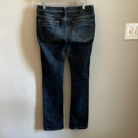 Robin’s Marilyn Straight Jeans Butterfly Appliques Made in USA Size 28 Gemstones - Picture 8 of 12